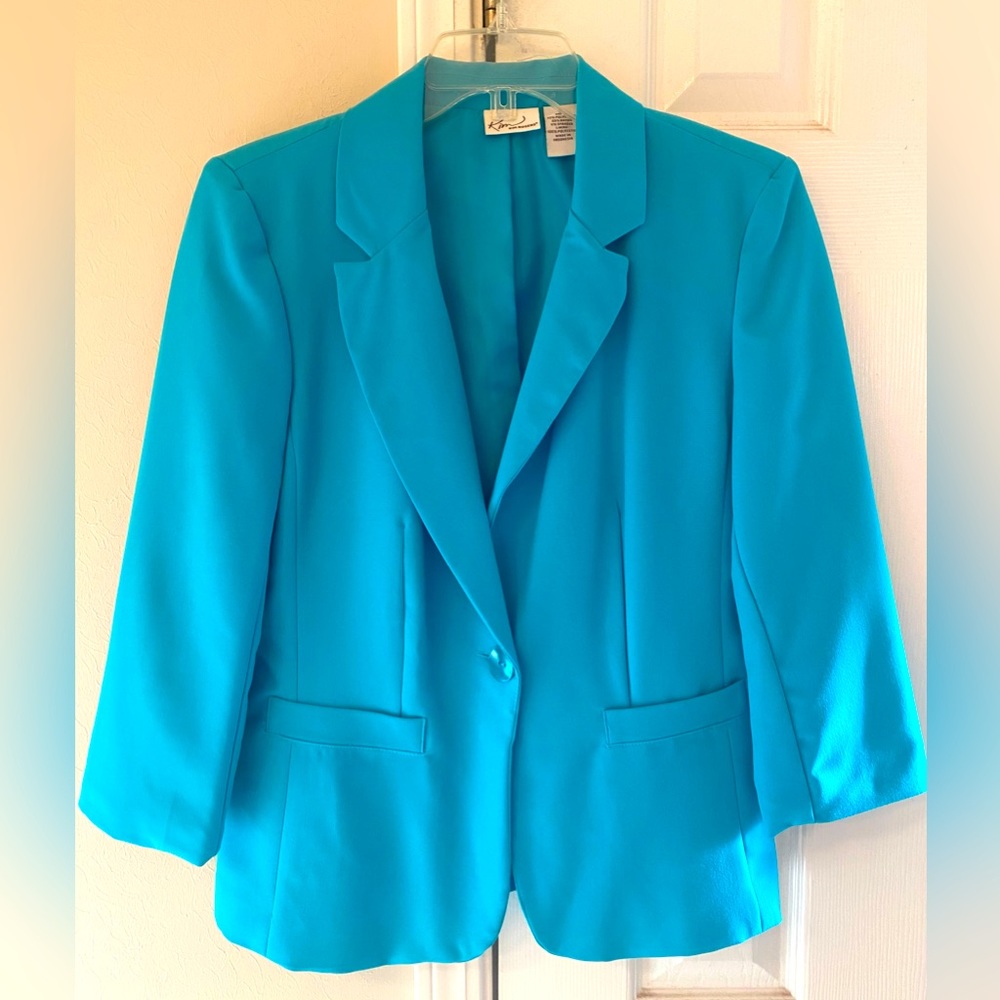 Kim Rogers blazer (Dark Mint); polyester/rayon/spandex